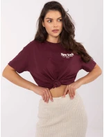 T shirt model 21253125 bordowy - FPrice