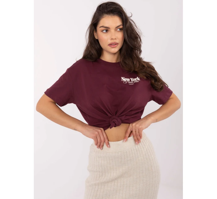 T shirt model 21253125 bordowy - FPrice