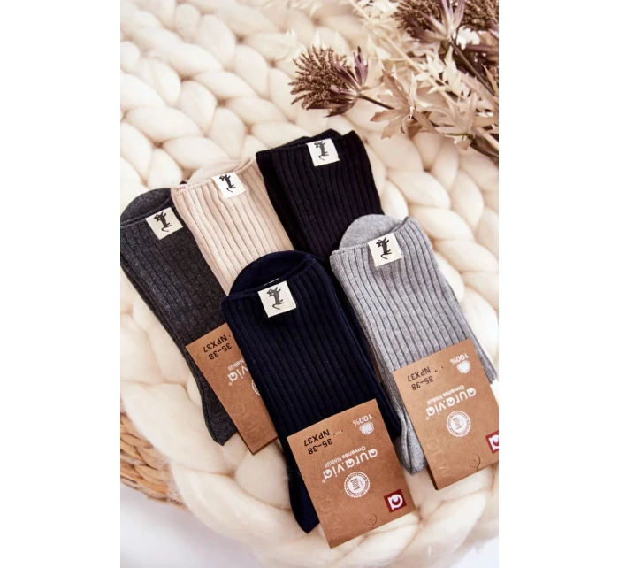 Dámské žebrované ponožky bez tlaku béžové Dámské žebrované ponožky bez tlaku béžové