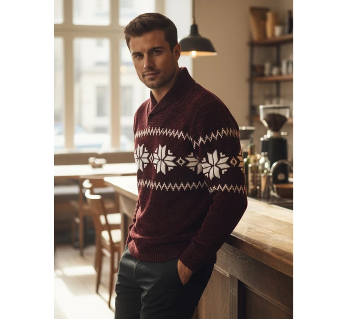 Pánský vínový svetr Dstreet model 21982520 - FashionStreet Pánský vínový svetr Dstreet model 21982520 - FashionStreet