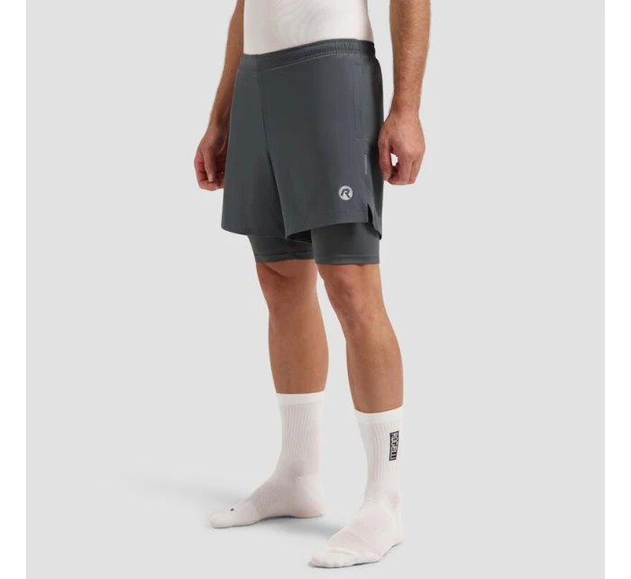Rogelli pánské šortky 2 v 1 ESSENTIAL šedé XL