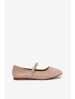 Zdobené dámské baleríny s páskem růžové model 21710842 - Boto