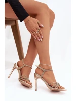 Dámské sandály na jehlovém podpatku s pásky a zlaté model 21821779 - Boto Dámské sandály na jehlovém podpatku s pásky a zlaté model 21821779 - Boto