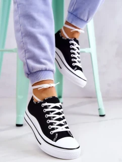 Dámské  zavazováním tenisky Černá Menifee