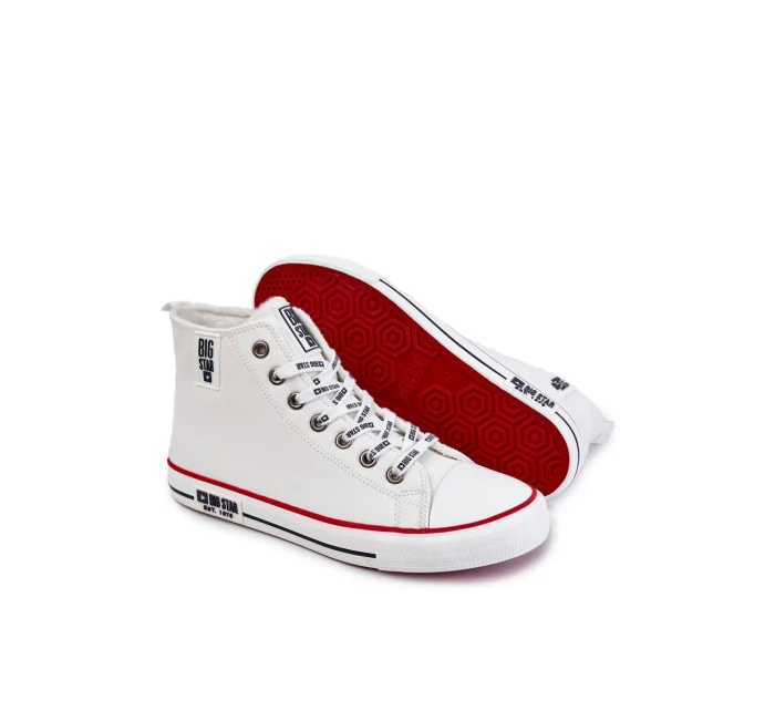 Pánské vysoké zateplené tenisky Big Star KK174345 Bílé Pánské vysoké zateplené tenisky Big Star KK174345 Bílé