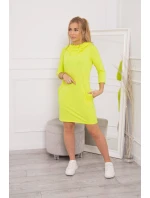 Šaty s kapucí a kapsami žluté neonové barvy