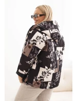 Dámská bunda Plus Size s kapucí a prodlouženým zadním dílem černá