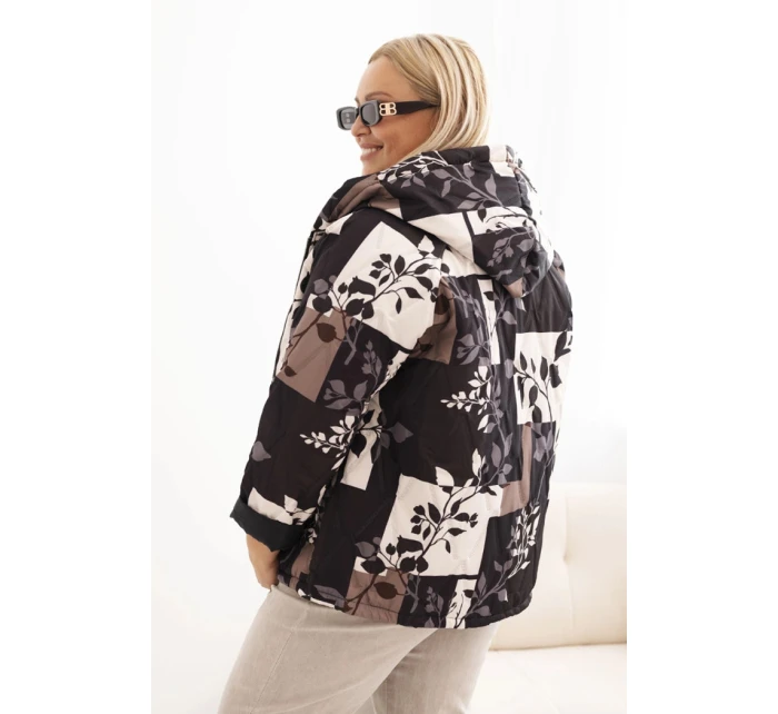 Dámská bunda Plus Size s kapucí a prodlouženým zadním dílem černá