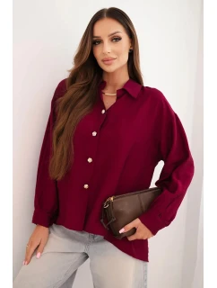 Dámská elegantní košile z viskózy s ozdobnými knoflíky švestková