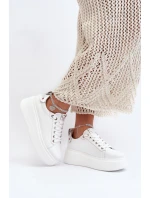 Kožené Dámské Tenisky S Náramkem CheBello 4406 Bílé