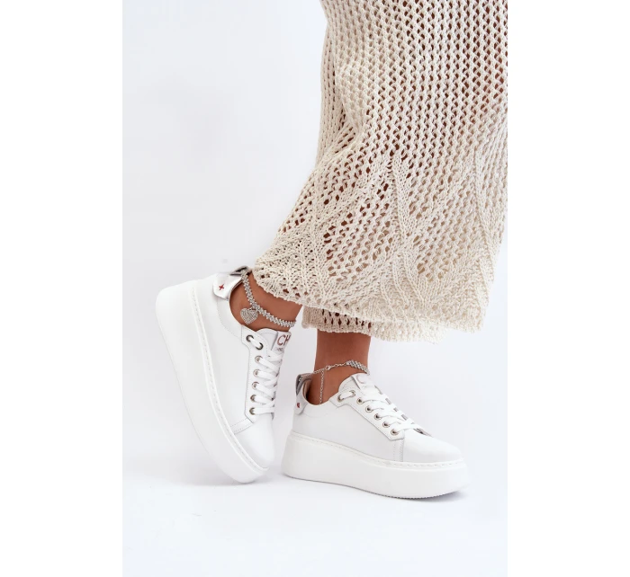 Kožené Dámské Tenisky S Náramkem CheBello 4406 Bílé