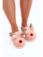 Dámské Plyšové Pantofle S Motivem Sobů Růžové Sennalith Dámské Plyšové Pantofle S Motivem Sobů Růžové Sennalith