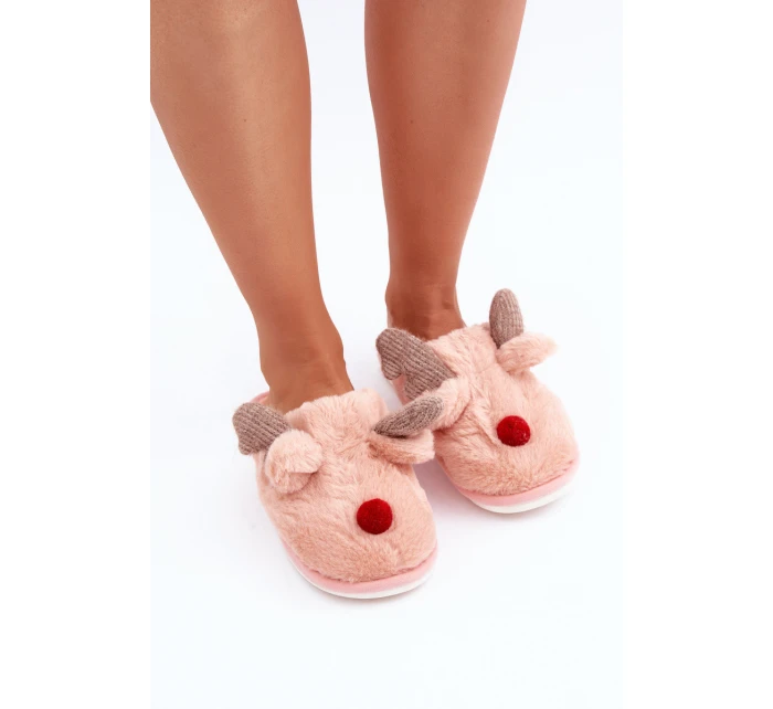 Dámské Plyšové Pantofle S Motivem Sobů Růžové Sennalith Dámské Plyšové Pantofle S Motivem Sobů Růžové Sennalith