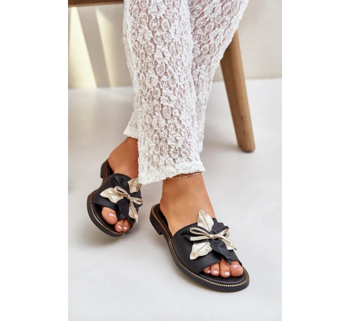 Pantofle S Dekorací Přírodní Kůže Zazoo model 21682375 Černé - Boto Pantofle S Dekorací Přírodní Kůže Zazoo model 21682375 Černé - Boto