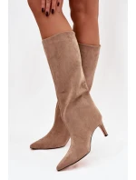 Dámské kozačky na vyhřívané na Béžové olivové model 21757553 - Boto