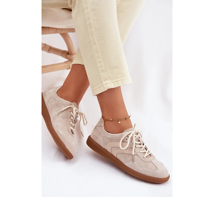 Dámské kožené semišové tenisky nízké béžové model 22100202 - Boto Dámské kožené semišové tenisky nízké béžové model 22100202 - Boto