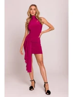 M841 Mini šaty s vázáním vpředu - rubínové M841 Mini šaty s vázáním vpředu - rubínové