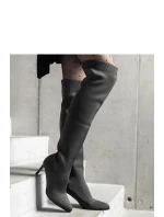 Dámské vysoké kozačky na podpatku 9125 Tmavě zelená khaki - CM Paris