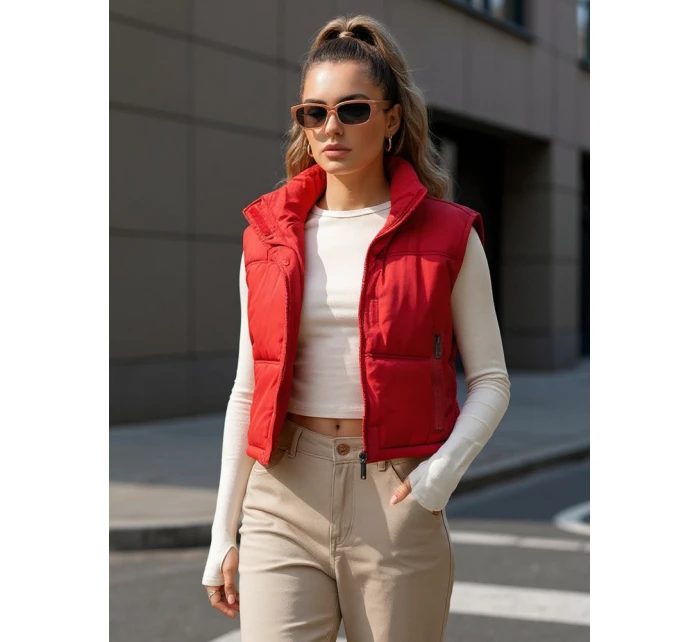 FashionStreet dámská prošívaná červená vesta TY5198