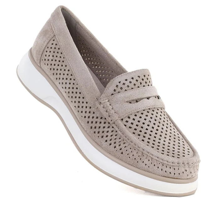 Dámská prolamovaná obuv šedá  model 22078943 - LEONE