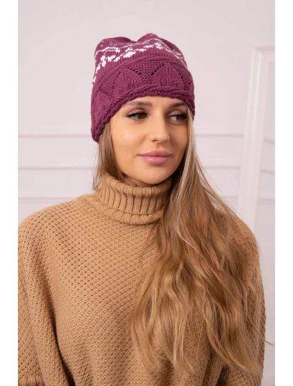 Dámská čepice Kira K374 dark purple+white Dámská čepice Kira K374 dark purple+white