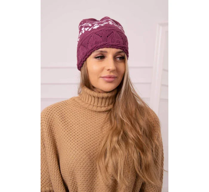 Dámská čepice Kira K374 dark purple+white Dámská čepice Kira K374 dark purple+white