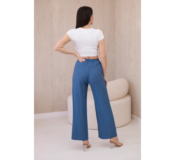 Viskózové kalhoty se širokými nohavicemi džínovina Viskózové kalhoty se širokými nohavicemi džínovina
