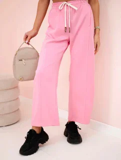 model 20934394 kalhoty zavazované v pase růžový - K-Fashion