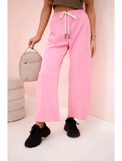 model 20934394 kalhoty zavazované v pase růžový - K-Fashion model 20934394 kalhoty zavazované v pase růžový - K-Fashion