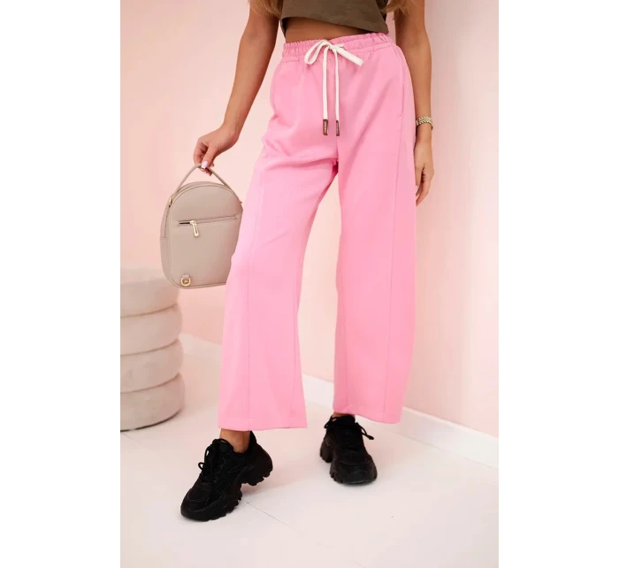 model 20934394 kalhoty zavazované v pase růžový - K-Fashion model 20934394 kalhoty zavazované v pase růžový - K-Fashion
