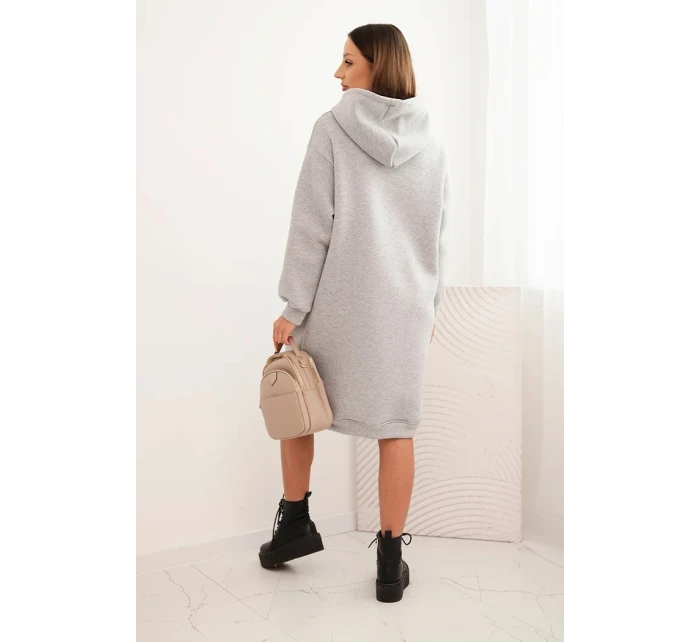 Dámská bavlněná model 21441654 mikina s kapucí zateplená šedá - K-Fashion