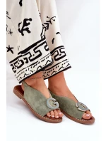 Ploché sandály se zdobením zelené model 21685707 - Boto Ploché sandály se zdobením zelené model 21685707 - Boto