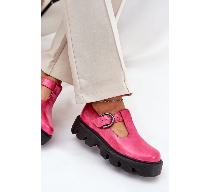 Lakované Kožené Polobotky S Přezkou model 21686537 Fuchsie - Zazoo Lakované Kožené Polobotky S Přezkou model 21686537 Fuchsie - Zazoo