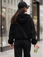Dámská oversizeová kordová bunda s kapucí, černá, FashionStreet TY6062