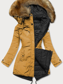 Žluto-černá oboustranná dámská zimní bunda (M-21508)