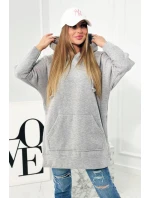 Zateplená mikina s bočními rozparky šedá Zateplená mikina s bočními rozparky šedá