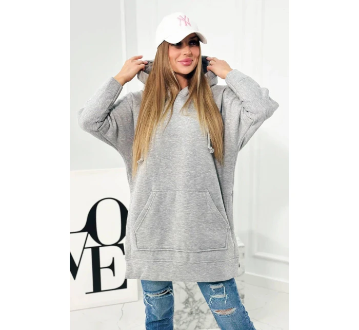 Zateplená mikina s bočními rozparky šedá Zateplená mikina s bočními rozparky šedá