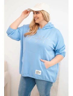 Dámská mikina Plus Size s kapucí a potiskem modrá