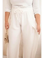 Dámské bavlněné kalhoty Plus Size s gumou v pase ecru Dámské bavlněné kalhoty Plus Size s gumou v pase ecru