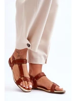 Ploché Dámské Sandály Na Zip Camel model 21627419 - Boto Ploché Dámské Sandály Na Zip Camel model 21627419 - Boto