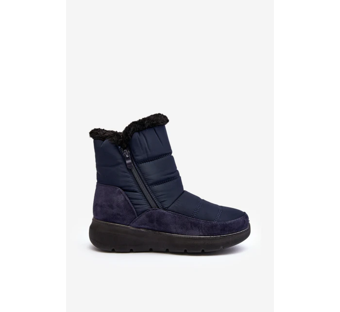 Dámské zimní boty s kožešinou modré model 21644841 - Boto Dámské zimní boty s kožešinou modré model 21644841 - Boto