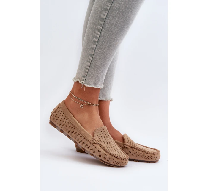 Dámské semišové mokasíny tmavě béžové model 21653934 - Boto Dámské semišové mokasíny tmavě béžové model 21653934 - Boto