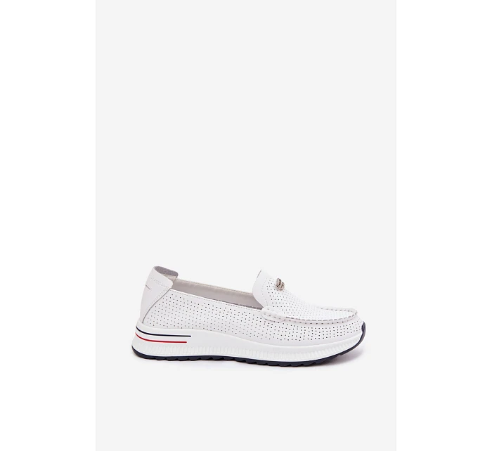 Dámské Mokasyny Z Přírodní Kůže Bílé Demela