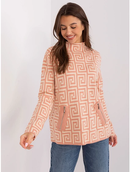 Sweter AT SW model 18969982 brzoskwiniowy - FPrice Sweter AT SW model 18969982 brzoskwiniowy - FPrice