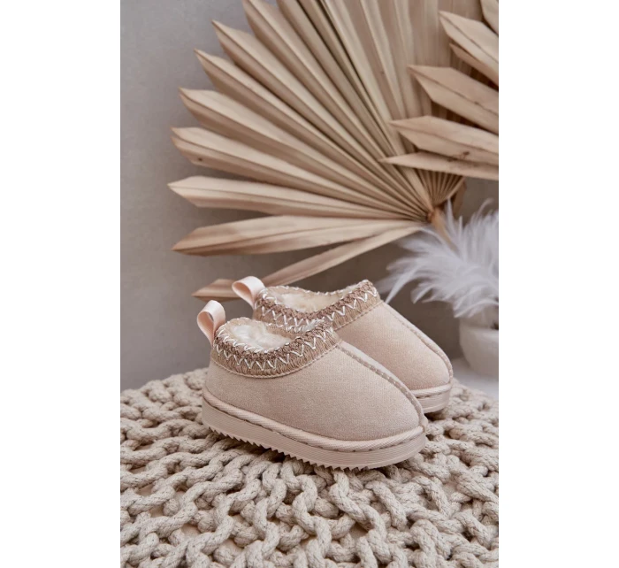 Dětské kotníkové sněhule na platformě s kožíškem Vilabria – světle béžové