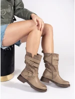 Trendy hnědé dámské kotníčkové boty na širokém podpatku Trendy hnědé dámské kotníčkové boty na širokém podpatku