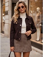 Dámská semišová bunda s drukami, vínová, FashionStreet TY5878 Dámská semišová bunda s drukami, vínová, FashionStreet TY5878