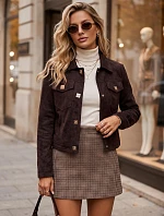 Dámská semišová bunda s drukami, vínová, FashionStreet TY5878