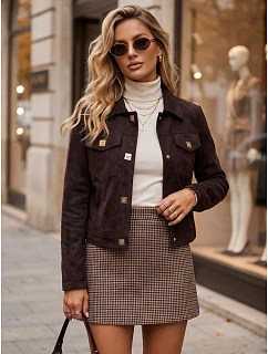 Dámská semišová bunda s drukami, vínová, FashionStreet TY5878