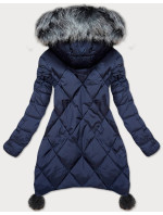 Tmavě modrá dámská zimní bunda s prodlouženými boky (GWW6788X)